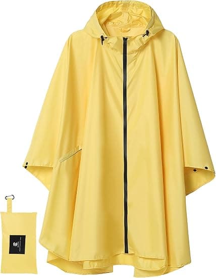 SaphiRose Adult Rain Poncho, Hooded with Zipper