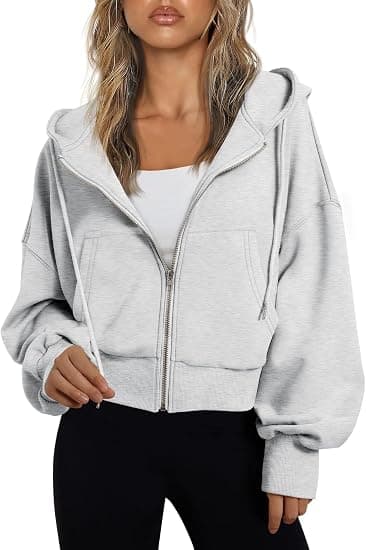 Trendy Queen Womens Zip Up Hoodies, Cropped