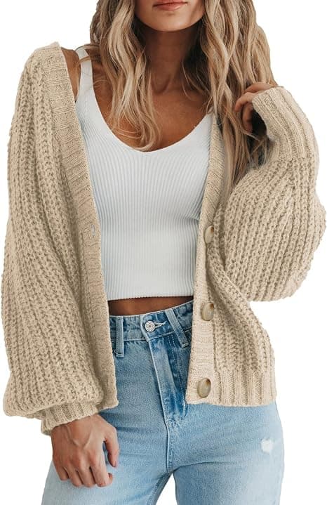 PRETTYGARDEN Women's Chunky Knit Open Front Cardigan Sweaters